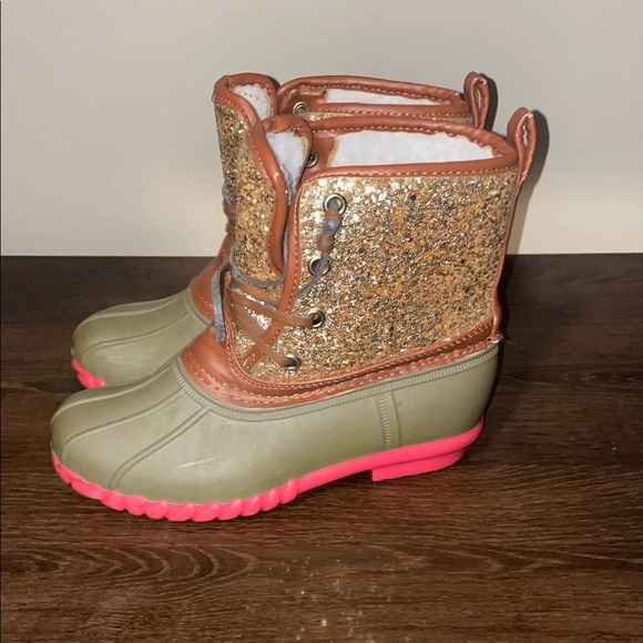 Olivia Miller Brown and Pink Rain & Snow Boots Waterproof Design - Picture 2 of 3